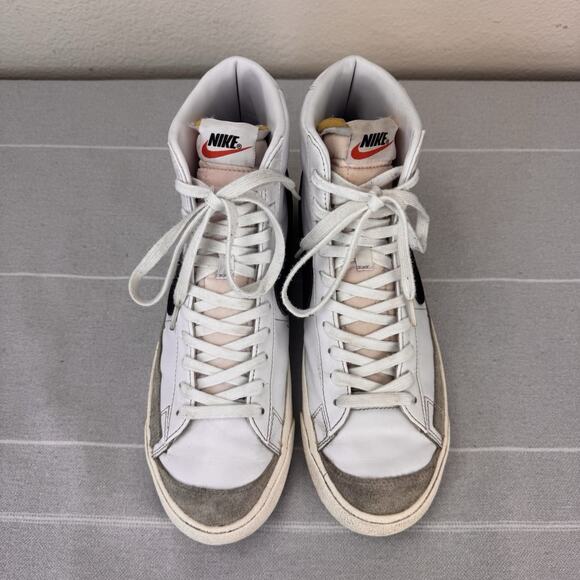 Men’s Nike Blazer Mid 77 Vintage Style Lace Up Leather Sneakers White Black 10 main image 10
